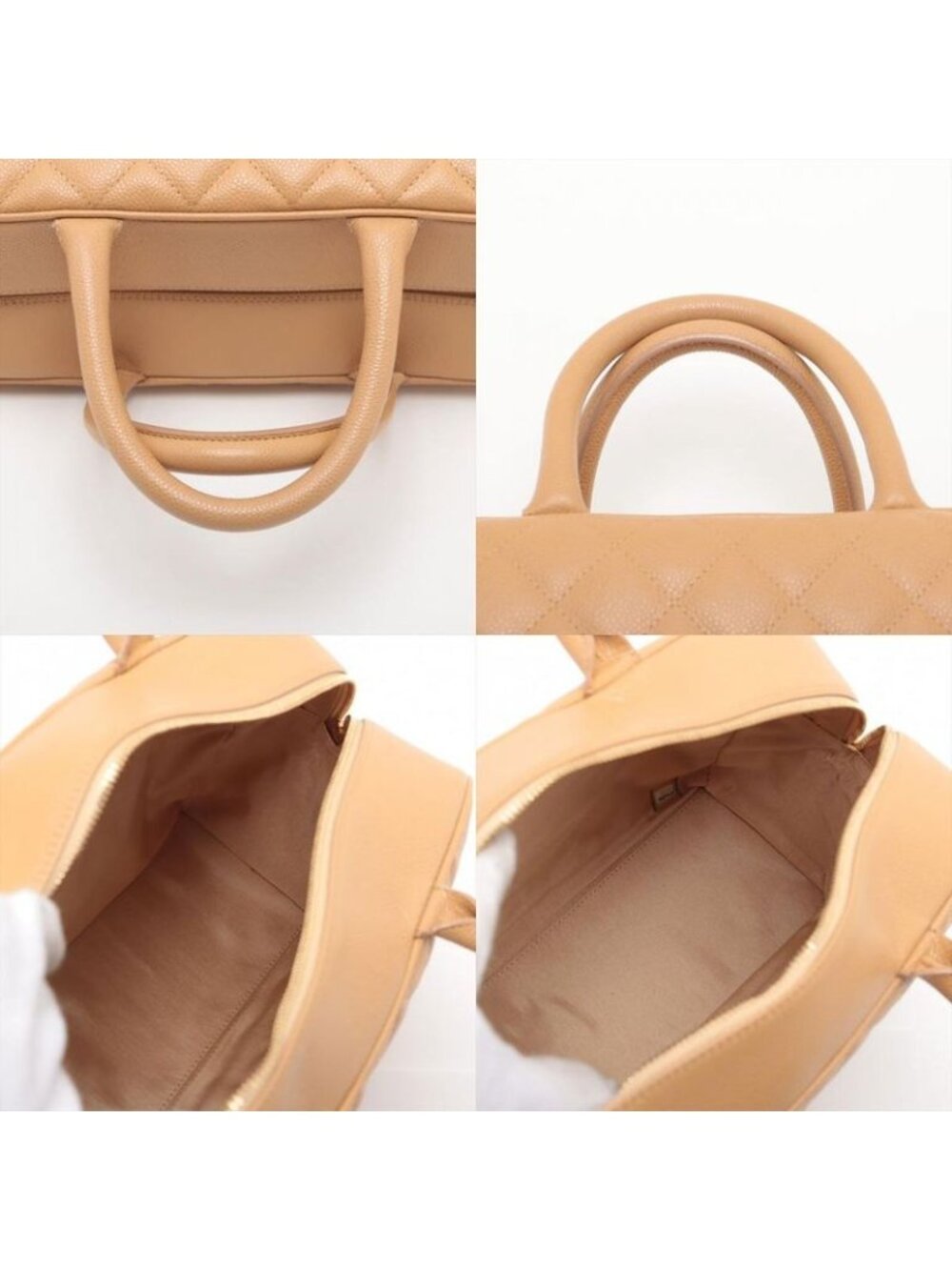 Chanel Handbag Caviar Leather Quilted Bowling Big CC Logo - Picture 9 of 10